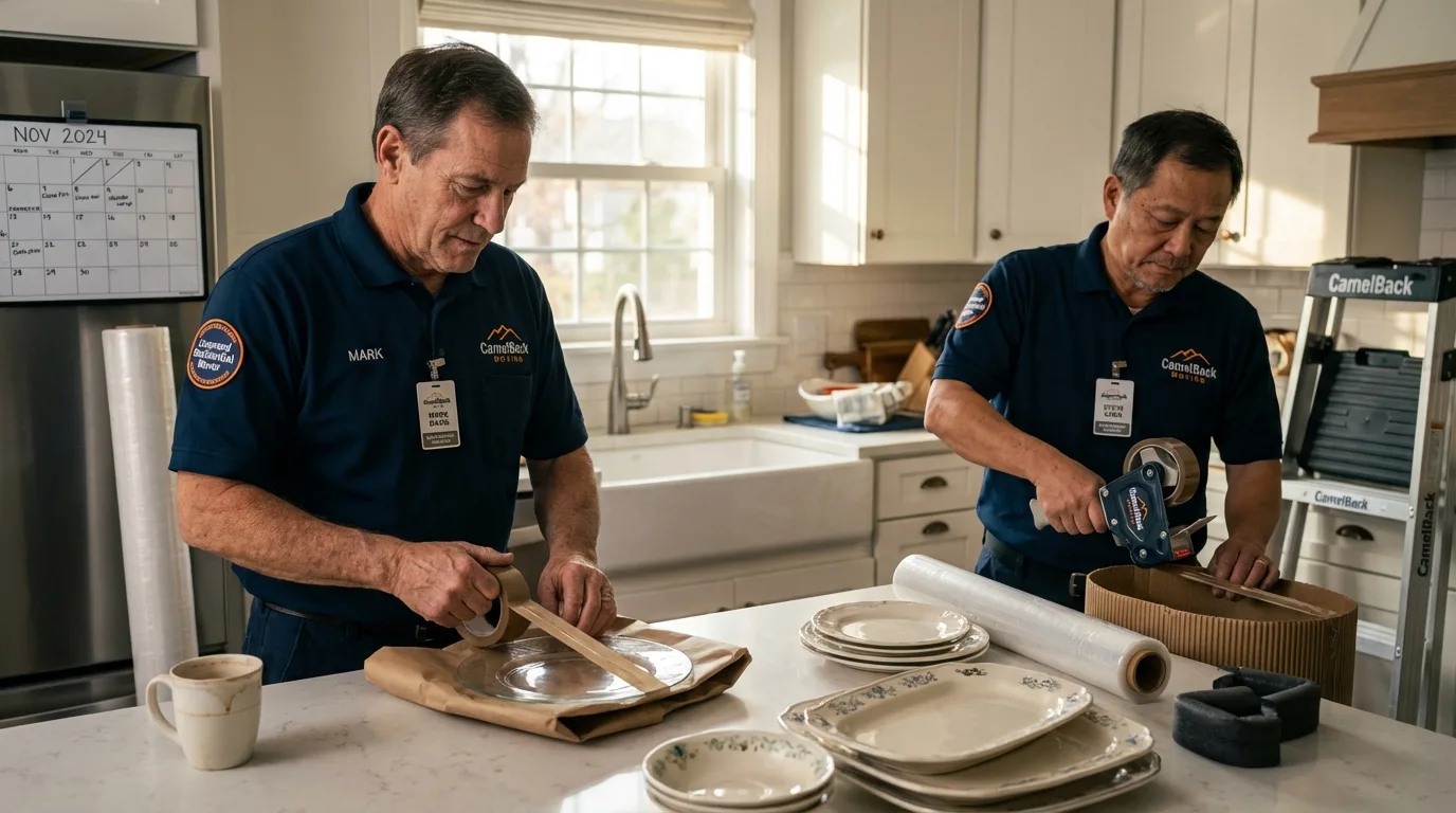 Professional crew packing kitchen dishware in Erlanger, KY